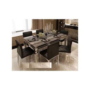 Dinning Set - Marble Gillian + 6 Dining Chairs - Medium