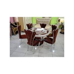 Dinning Set - Marble Grafel + 6 Dining Chairs - Medium