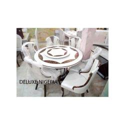 Dinning Set - Marble Pygan + 6 Sitting Dining Chairs - Medium