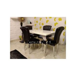 Dinning Set - Marble Zealy Black Furniture + 4 Dining Chairs - Medium