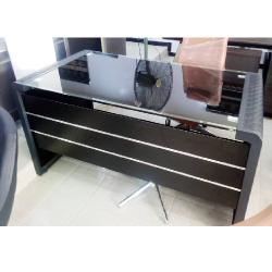 OFFICE TABLE - QUALITY DESIGNED 1.6 METER BLACK WITH TOP GLASS (ARIN)