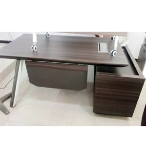 OFFICE TABLE - QUALITY DESIGNED 2 METER BROWN WITH EXTENSION (ARIN)