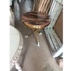 ROUND SIDE STOOL - QUALITY DESIGNED BROWN MARBLE (MOBIN)
