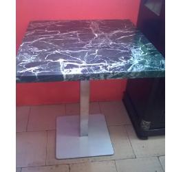 TABLE & SQUARE BASE - QUALITY DESIGNED BLACK & WHITE SQUARE MARBLE TOP (JAFU)