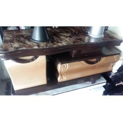 TV STAND - QUALITY DESIGNED BLACK & BROWN (MOBIN)