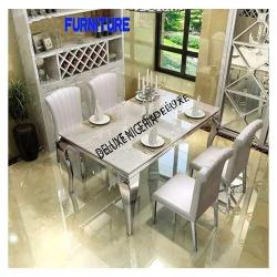 Table Set - Marble Dining With Chairs - Medium