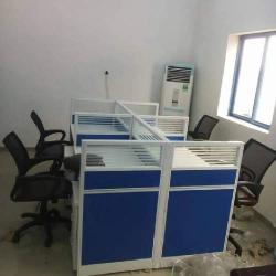 WORKSTATION - QUALITY DESIGNED BLUE & WHITE OFFICE 4 MAN (NOFU)